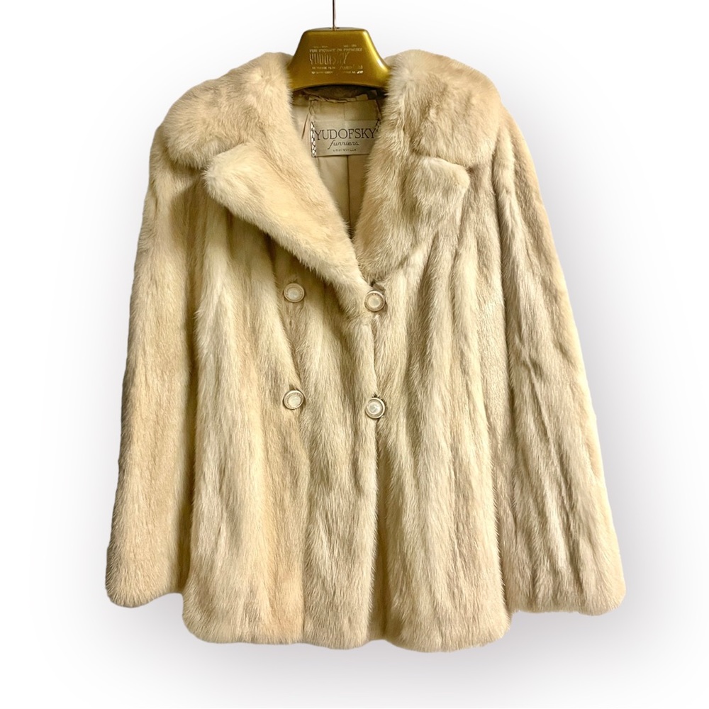 Short Champagne-Colored Mink Fur Jacket - Size S